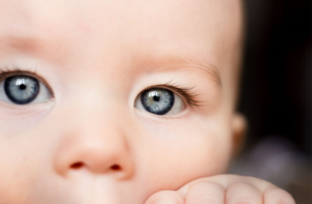 A close-up of an infant's eyes.