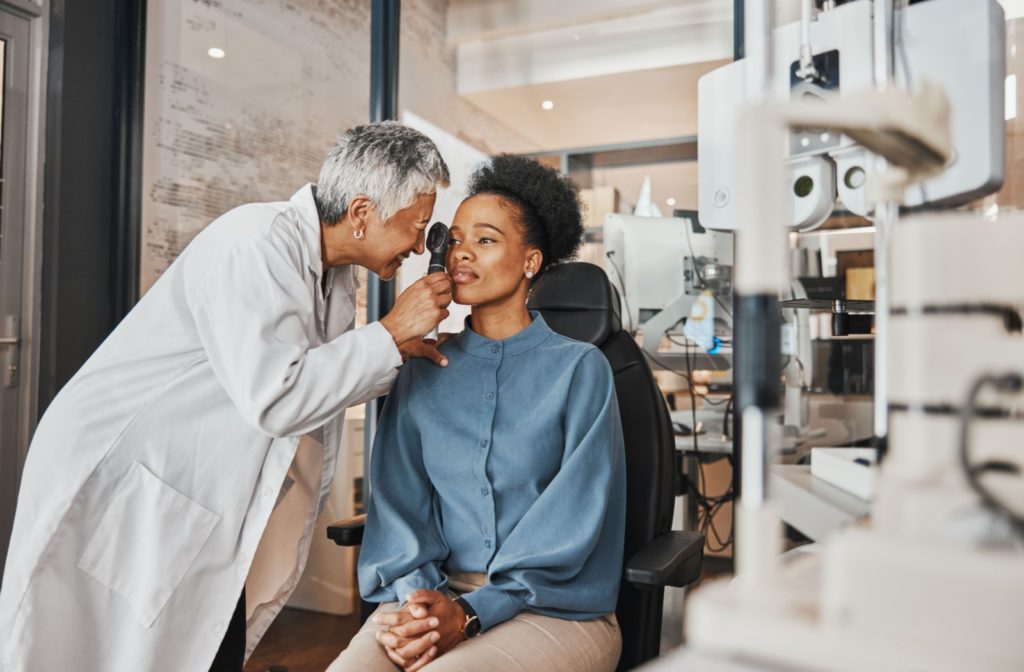 Patient seeing an optometrist.